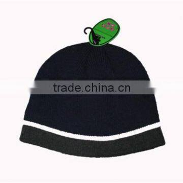 Hot selling custom women plain black knit beanie