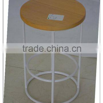 metal stools with wood board top