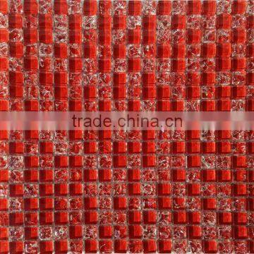 red ice crackle glass mosaic