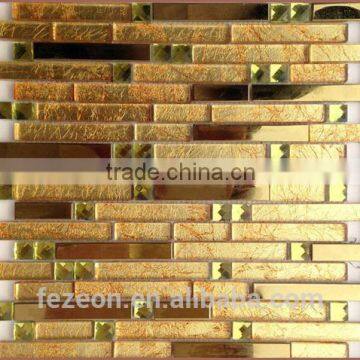 Gold Stainless Steel Mix Glass Mosaic Backsplash