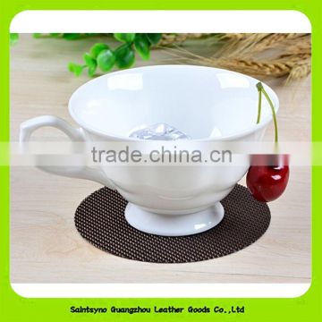 10cm Diameter Round Set of 6 PU Leather Cup Coaster 16028