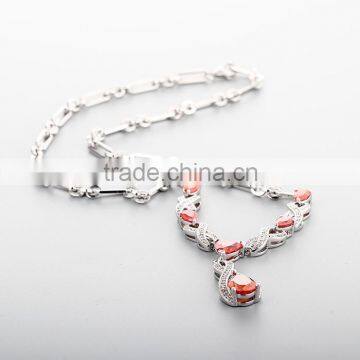 925 Sterling Silver Stone Chain Necklace Jewellery SNP029W photo-3
