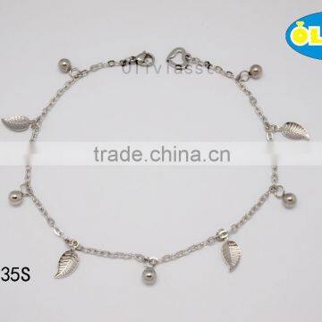 Olivia Jewelry Wholesale Leaves Charms Stainless Steel Anklet With Extension