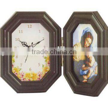 Plastic desk clock with photo frame