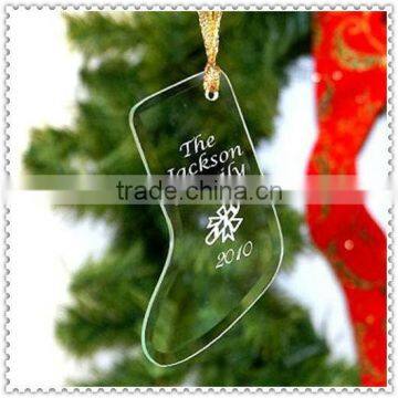 Sock Shaped Glass Kid's Ornament For Christmas Holiday Decoration