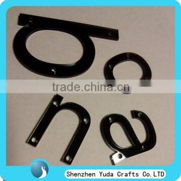 elegant black laser cutting acrylic clothes decoration alphabet letter