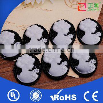 Oval shape plastic cameo,cameo charms for garment accessory