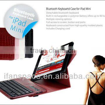 High quality removable iFans leather bluetooth keyboard for ipad mini