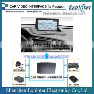 video interface for Peugeot 5008 2012-2013 with retractable motorized LCD