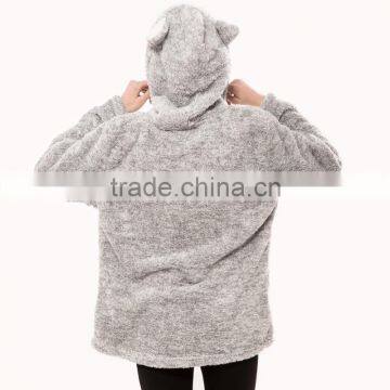2016 New Snuggle Fleece Embroided Pullover Sweatshirt Plus Size Animal Hoodies Sweatshirt With Ears and Hood photo-5