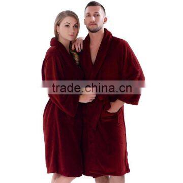 100% Polyester Coral Fleece Solid Color Adults Plus Size Warm Pajamas Nightgowns Dressing Gown Sleepwear Bathrobes For Couple