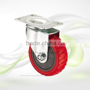 Industrial Trolley Wheel 125mm Red Polyurethane Swivel Caster Wheel