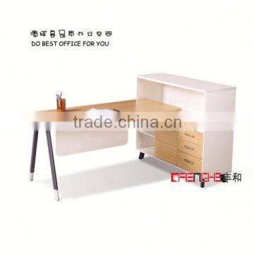 white modern office desk with bookcase YH-141