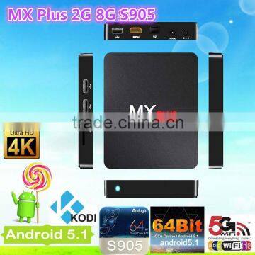 MX PLUS S905 android tv box satellite receiver media player iptv box Quad core