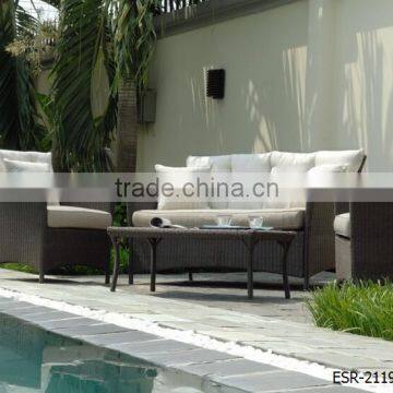 Outdoor Patio Garden Black Rattan Wicker Sofa Set Furniture Cushioned