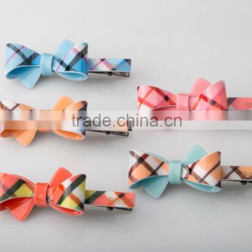 Plaid wholesale hair clip metal hair ornament flat butterfly hair clip