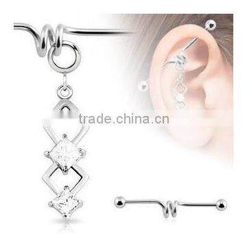 Dangle custom industrial barbell ear piercing barbell