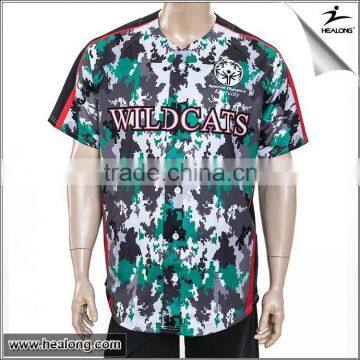 2015/2016 Fashion Button Down Sublimated Custom Baseball Jersey Wholesale