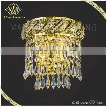 2016 hot sale luxury classic gold bedside crystal wall light used in bedroom or hotel
