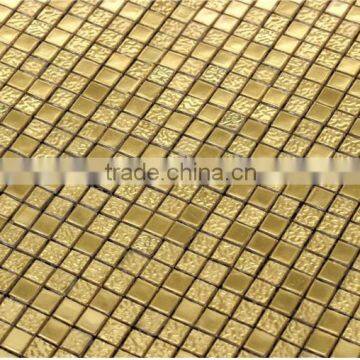 High quality 24 K Real gold glass mosaic HJ01+02 fashionable gold glass mosaic for church decoration wall mosaic