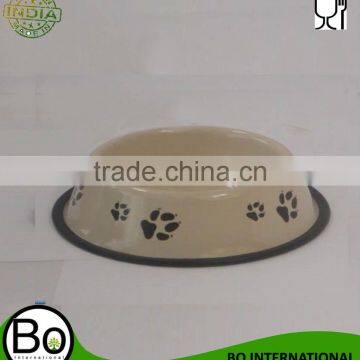 stainless steel bowl for dog with rubber pad base