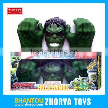 Hot movie avenger hero green giant mask and gloves soft plastic hero mask and gloves Halloween party mask and gloves