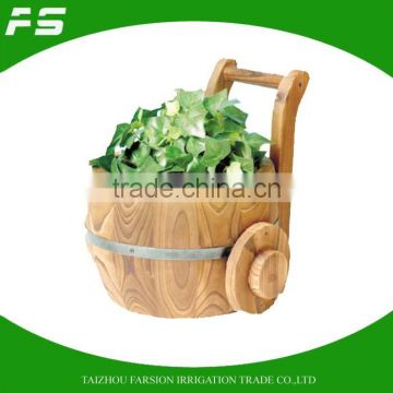 Outdoor Garden Wooden Planter With Wheels Decorative Garden Flower Pot