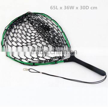 Aluminum fly fishing net, rubber handle fishing landing net for sale