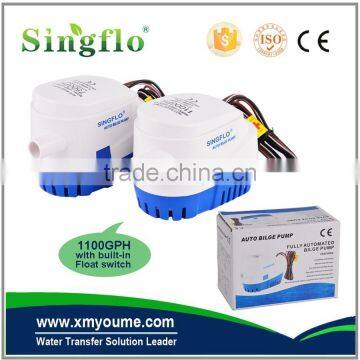 Singflo New product 12V/24v 1100gph auto submersible best bilge pump