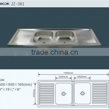 Cheap Stainless Steel Sink Double Bowl Double Tray 150*50 photo-2