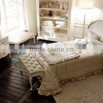 Victoria Style Carved Wooden Baby Crib,Elegant White & Gold Painted Baby Bedding Set,Noble Bedroom Furniture Child/Kid's Bed Set photo-4