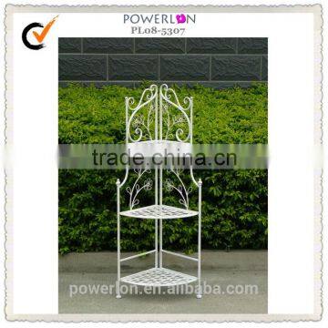 outdoor antique white iron flower shelf