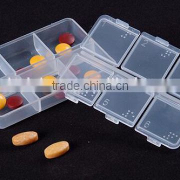 cy275 Braille Transparent Pill Box Six Grid Mini Pill Box medicine packaging box Cases & Splitters