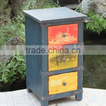 Competitive Price Antique Bedstand, Blue Wooden Bedstand