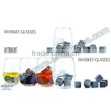 Flint Glass Material Transparent Wholesale Round Whiskey Glass With Whiskey Stone