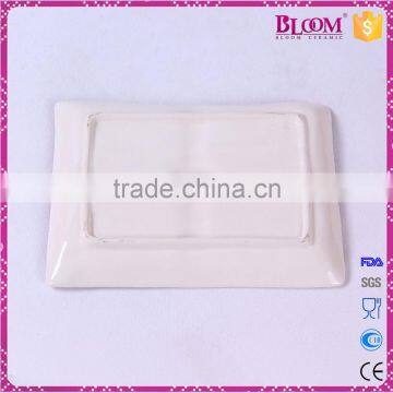 Red Ceramic Rectangle Christmas Decorative Plate photo-4