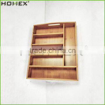 Glossy Bamboo cutlery holder cutlery tray with handle Homex BSCI/Factory