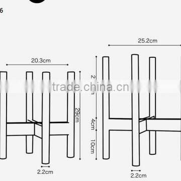 Walnut / Beech Wood Stand With Smooth Matte Pot Concrete Planter Pot photo-3
