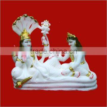 Handcrafted White Marble Vishnu Laxmi Statue