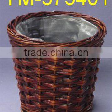 Brown Color Willow Flower Pot for Garden Basket.