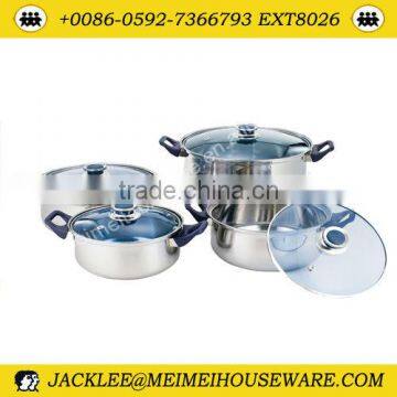 8Pcs color handle & stainless steel cookware set