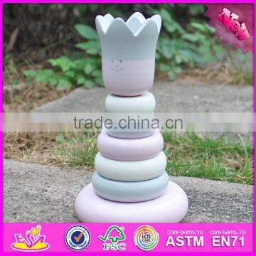 2016 New Design Crown Wooden Stacking Rings Toy for Toddlers W13D129