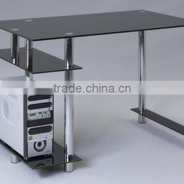 Metal Frame Design Modern Glass Computer Table photo-6