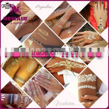 Waterpoof Tattoo Sticker Gold Metallic Fake Tatoo Temporary Stickers photo-2