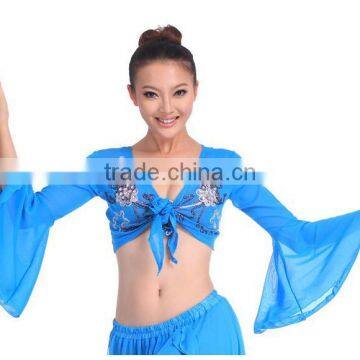 Floral embroidery belly dancing choli top with batwing sleeve