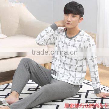 Man Pajamas Cotton Long Sleeve / Cotton Youth Men's Leisure Wear Suits photo-4