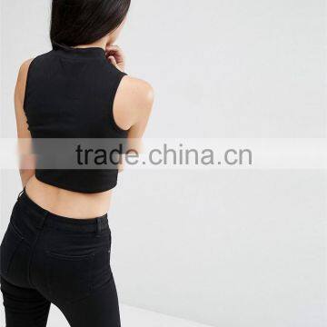 Cotton T Shirt Summer 2016 Women Clothes Plain Crop Top photo-2