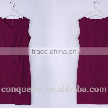 Slim Fit Office Ladies Formal Dress Sleeveless Dress photo-4