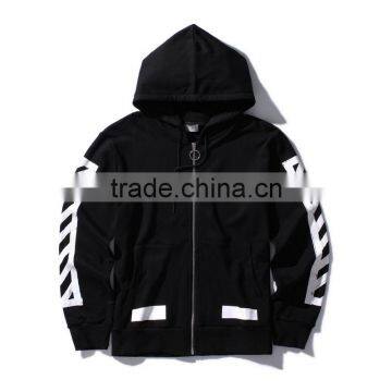 MSW0002 New American tide brand men WHITE sleeve zipper hooded printing men's sweater