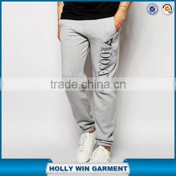 Retro grey custom logo printed joggers wholesale sweatpants mens